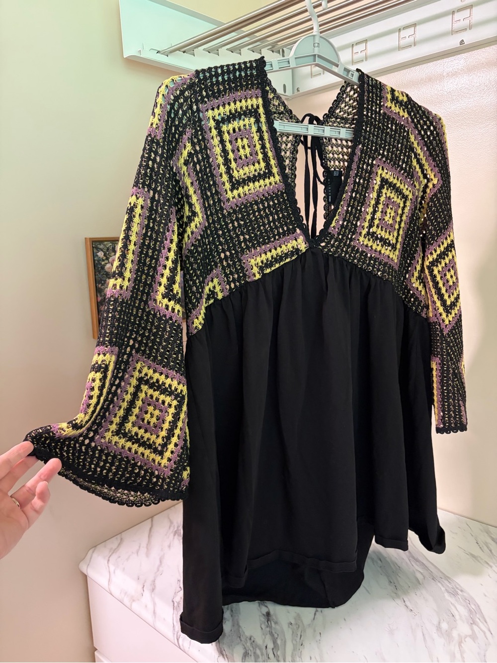 ASOS DESIGN Curve Geometric Crochet Open-Back Statement Top - Size 20